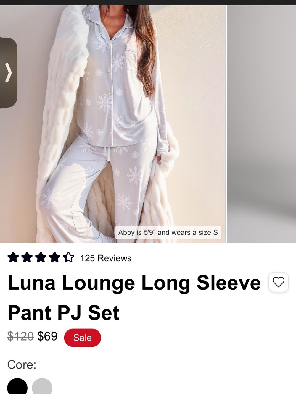 New in bag. COMFRT Luna Lounge long Sleeve Pajamas in Snowflake. Size XS.